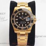 Perfect Replica VR MAX Submariner Rolex 18k Gold Oyster Band Black Face All Gold 40mm Watch